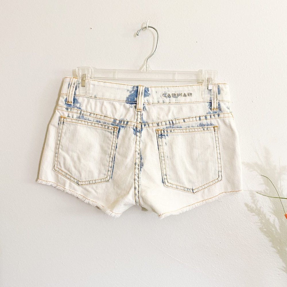 🦋 LF CARMAR Acid Wash Denim Jean Shorts Low Rise 23 Cutoff Casual Festival - Picture 5 of 5